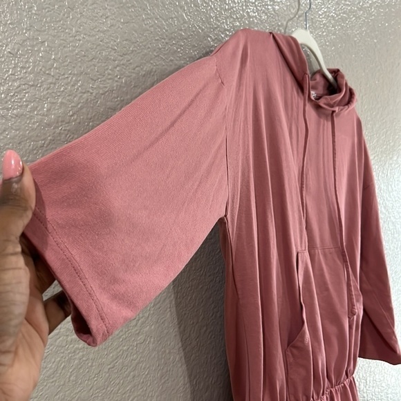 Culture Code Hoodie Mini Dress 3/4 Sleeves color Pink Size Large - Picture 4 of 9